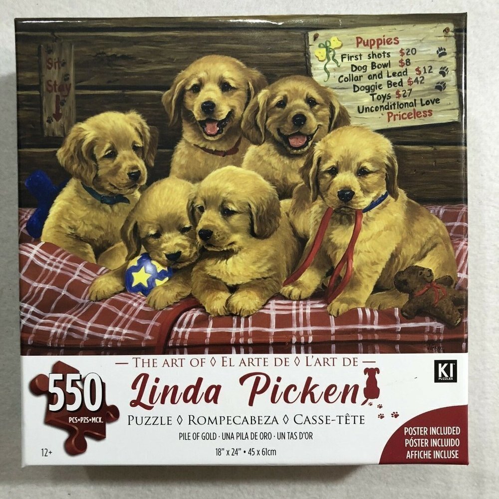 New Linda Picken 500 Piece Puzzle Jigsaw Gold Labrador Lab Dog Lover Puppy Pet